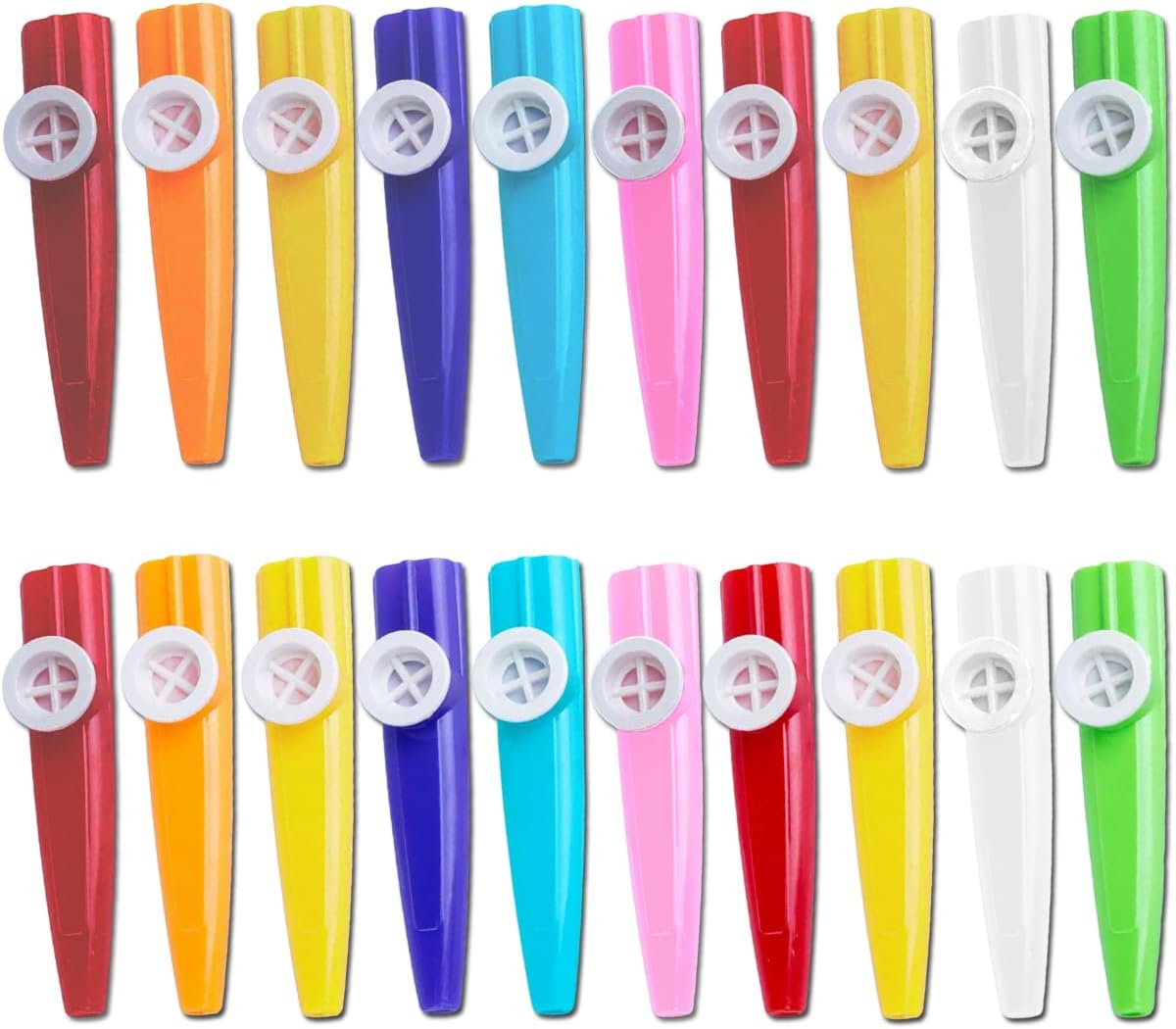 20-Pack Colorful Plastic Kazoos Bulk Multipack - Kazoo Instrument Set, Vibrant Musical Instruments for adult Classroom Gifts, Party Favors, Camping & Music Lovers (20)