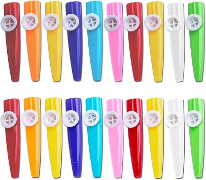 20-Pack Colorful Plastic Kazoos Bulk Multipack - Kazoo Instrument Set, Vibrant Musical Instruments for adult Classroom Gifts, Party Favors, Camping & Music Lovers 20