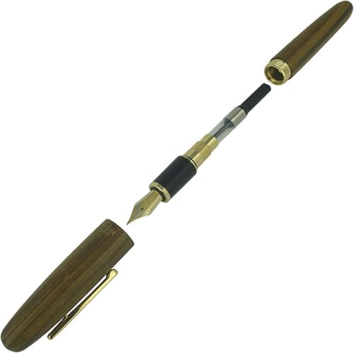 Vista 39 de Jinhao 9036 - Pluma estilográfica vintage de madera, bolígrafos naturales antiguos de roble, punta fina con convertidor de tinta recargable, juego