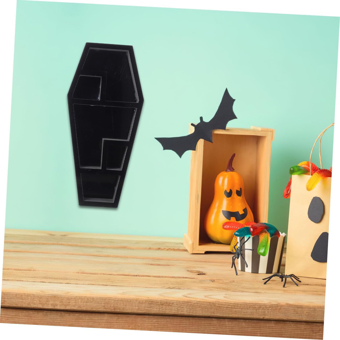 Gatuida Creative Gothic Coffin Rack Organizer for Desktop Lightweight and Storage for Candles Books and Figurines Unique Halloween Decor for Parties and Nightclubs