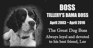 PAIRLERS Dog Memorial Laser Engraved Stone Black Granite Stone Dog Headstone Pet Memorial Stone Dog Memorial Marker with Picture, Customized (12