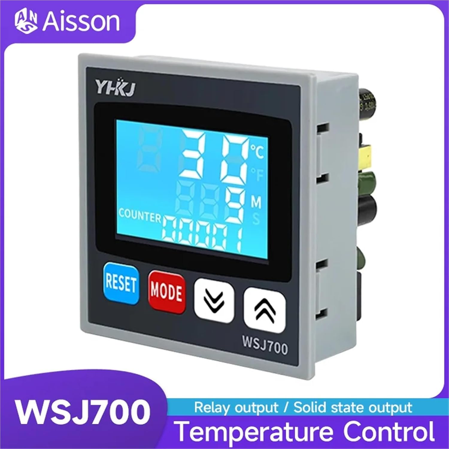 WSJ700 Timing Counting Temperature Control K Type 220VAC Intelligent Multifunctional Automation Thermostat Relay / SSR Output(Solid State Output)