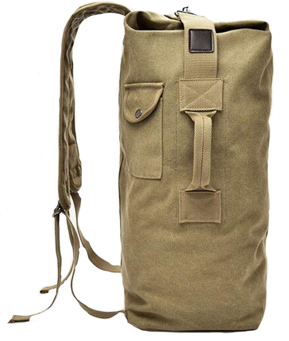 Military Duffel Bag Top Load Double Strap Canvas Backpack Army Travel