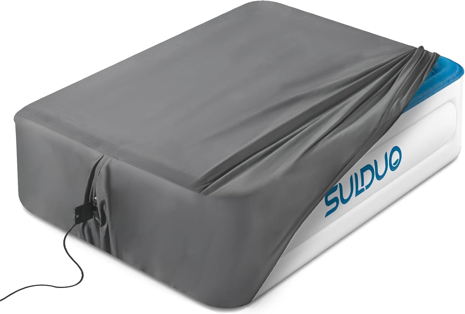 Queen Sheet for Air Mattress, 18'' Deep Soft Air Mattress Sheets- Inflatable Without Removal, Breathable Air Bed Mattress Cover Topper Protector, Fitted Sheet Full with Elastic Loop Hem, Gray