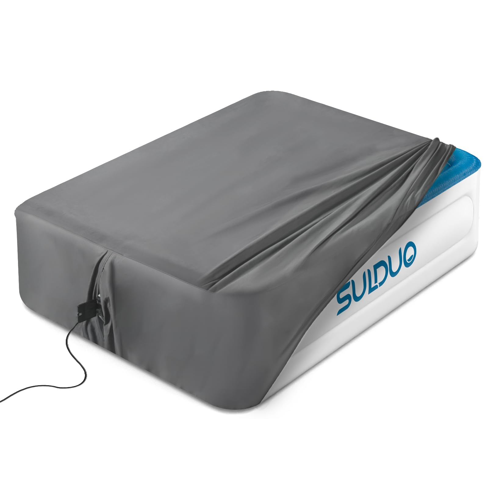 SULDUO Queen Sheet for Air Mattress, 18'' Deep Soft Air Mattress Sheets- Inflatable Without Removal, Breathable Air Bed Mattress Cover Topper