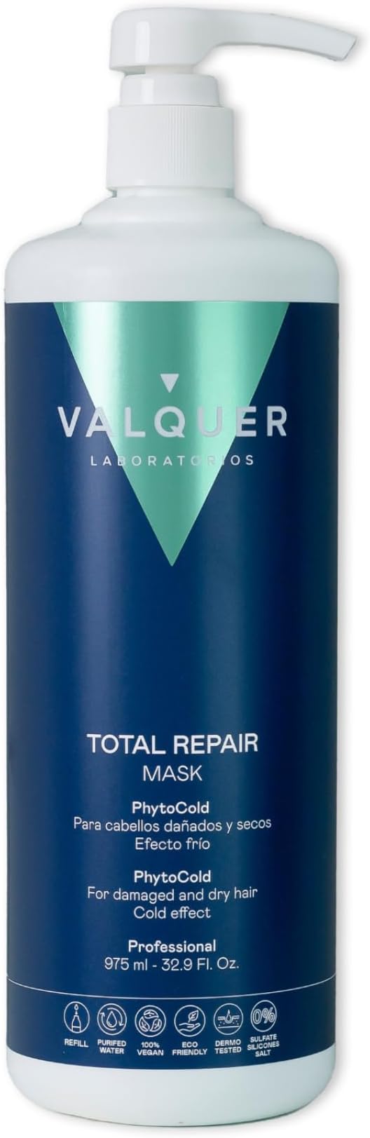 VALQUER Total Repair Zero Hair Mask with Cooling Effect | Hydrating, Repairing & Nourishing Treatment for Dry or Damaged Hair | Anti-Frizz with Cranberry & Macadamia Oil | Vegan Hair Care | 975 ml