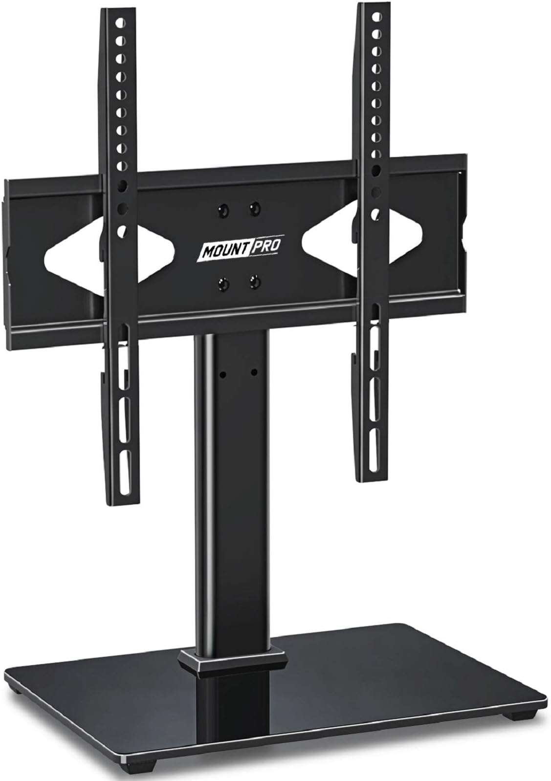 Universal TV Stand - Tabletop TV Stand for 37-55 inch LCD LED TVs - Height Adjustable TV Base Stand with Tempered Glass Base & Wire Management, VESA 400x400mm, Holds up to 88lbs