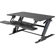 NSY Audio Standing Desk Converter 32 x 24 Inches - Height Adjustable Sit to Stand Riser with Keyboard Tray, Ergonomic Workstation for Home Office, Black