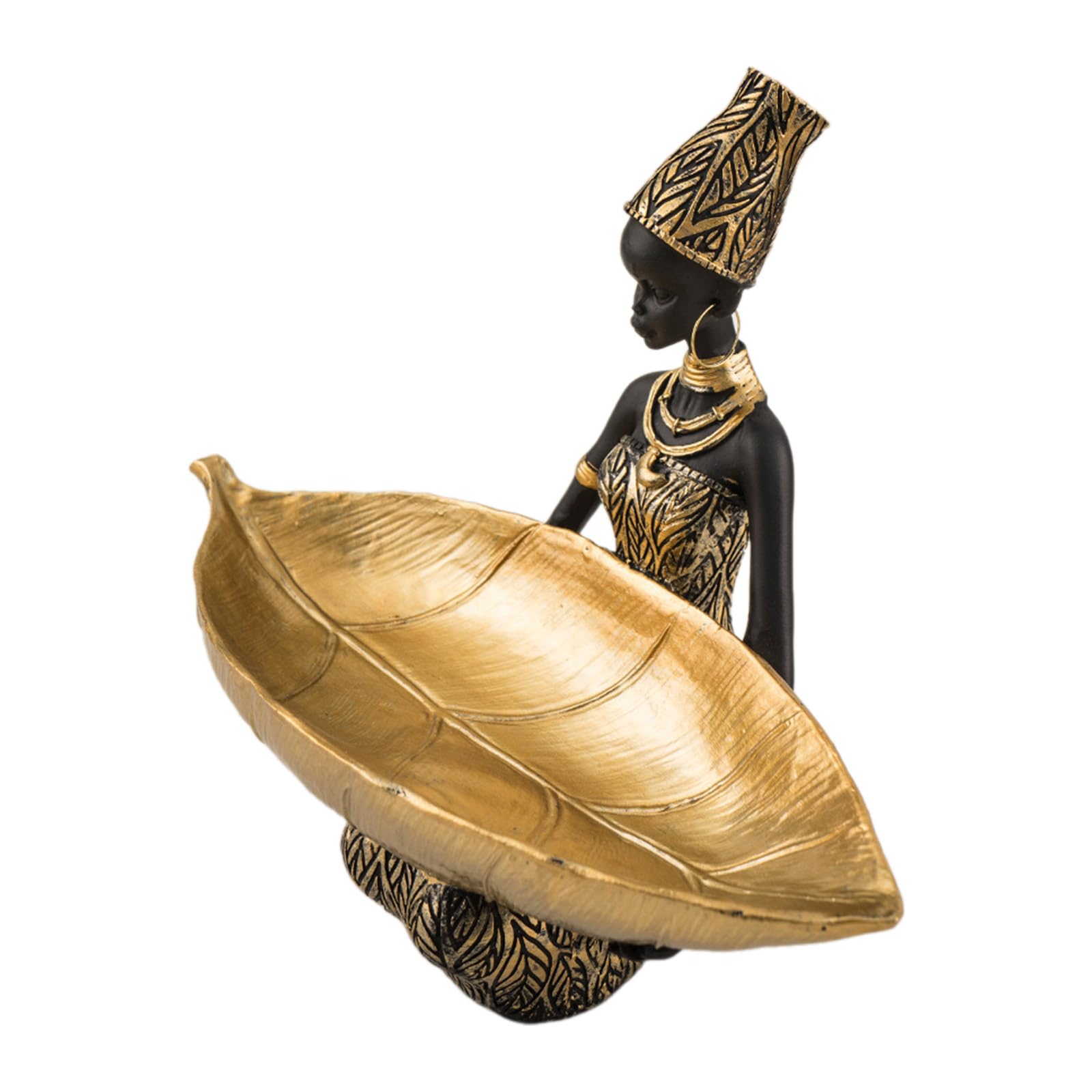 Sculpture africaine exotique avec plateau, idée cadeau idéale pour décoration maison