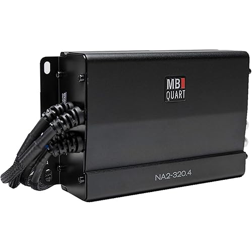 MB Quart NA2-320.4 Compact Four Channel, 320 watt Powersports Amplifier, Black
