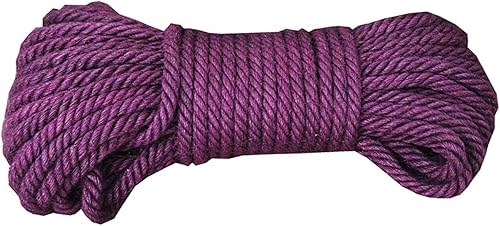 Cuerda de yute natural, cuerda de yute de 14 pulgadas por 65 pies para decoración de Navidad, color morado