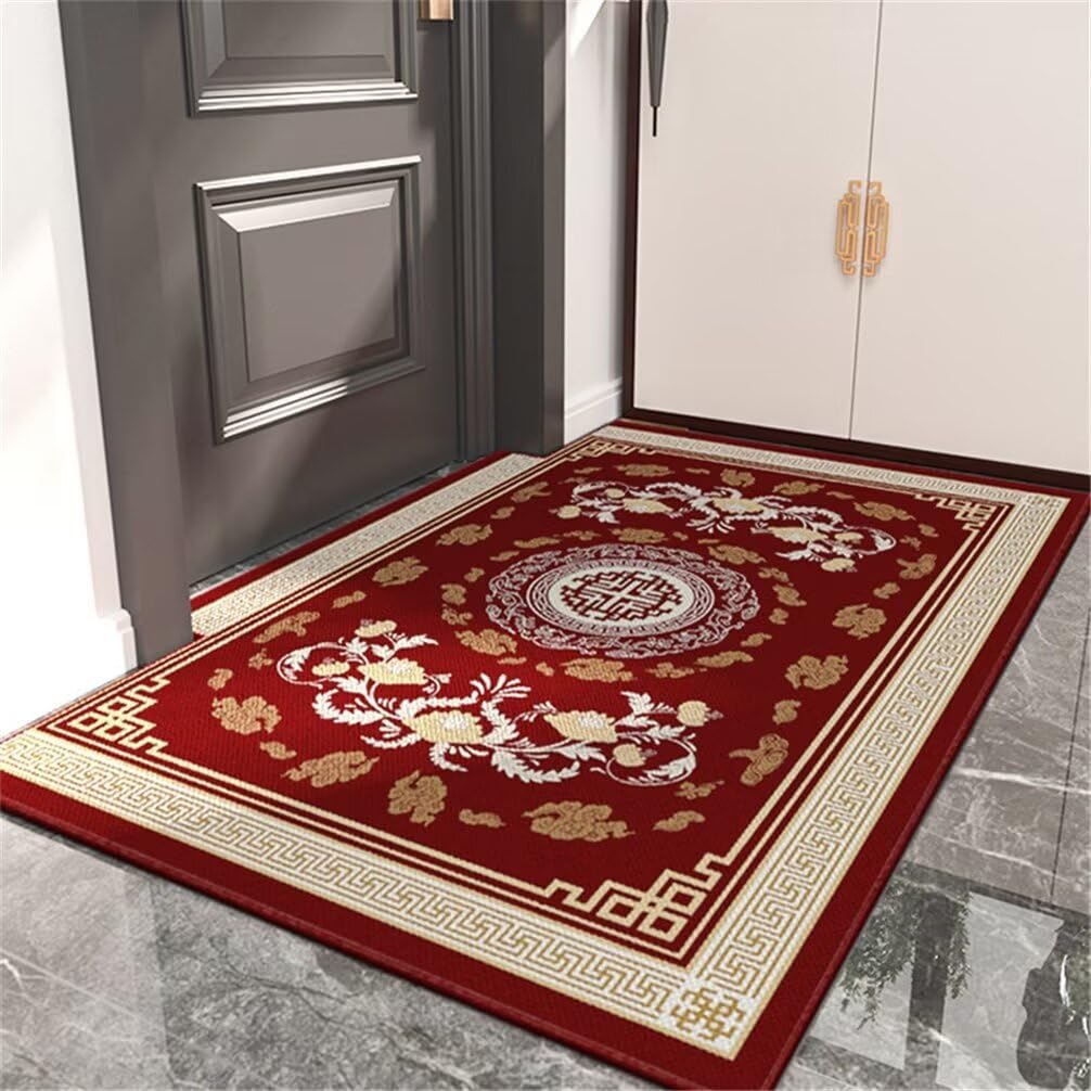 Tapis fin 120x160cm rouge antidérapant et résistant à l'usure