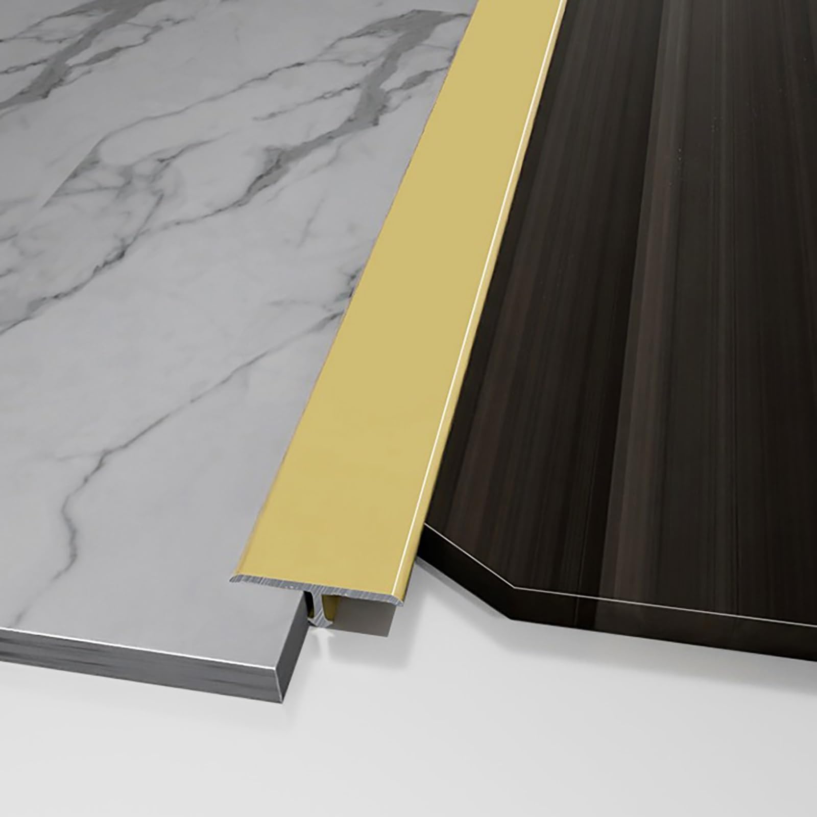 Perfil De Transición En T De Acero Inoxidable, Riel De Compensación Plano, Tira De Cubierta De Aluminio, Longitud 135CM, 2 Piezas para Acabados De Suelo Y Muebles(Gold,W:22MM H:7.5MM)
