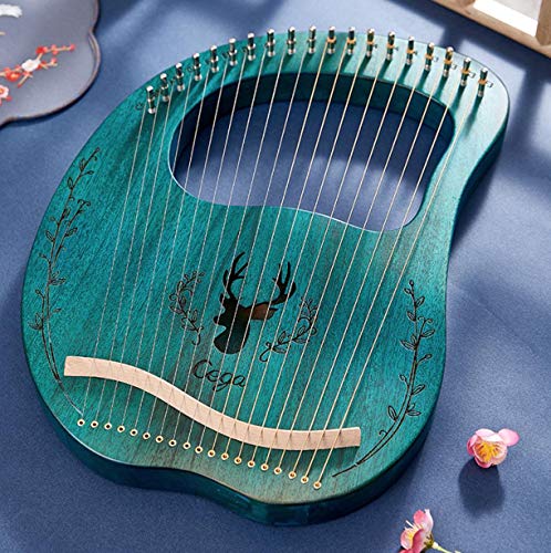 Cega 19-string harp, lyre, portable instrument for professional players and beginners (Green)