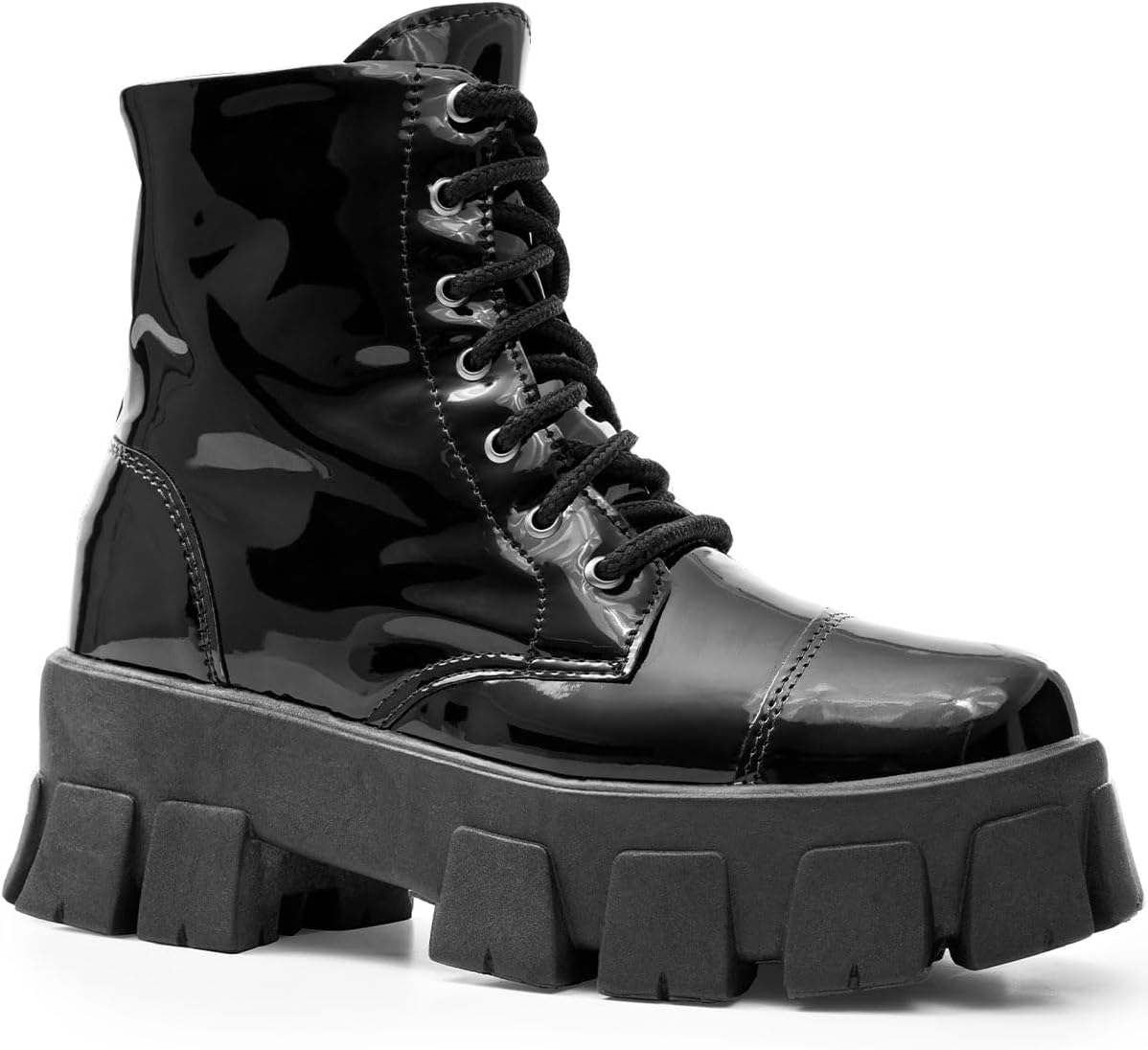 Coturno Tratorado Feminino Salto Grosso Moda Plataforma Bota