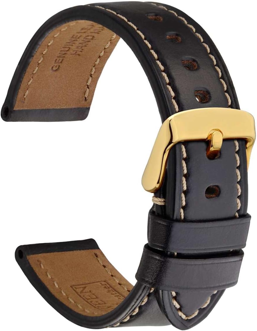 Leather Watch Band Women Watchband Men Gold Stainless Steel Buckle 18mm 19mm 20mm 21mm 22mm 23mm 24mm