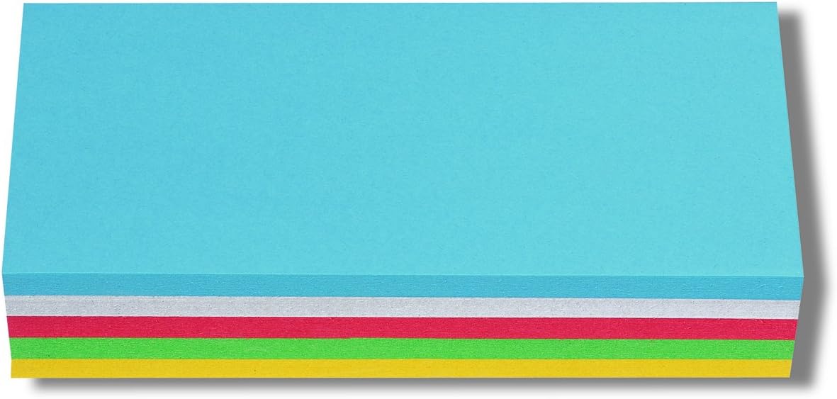 Nobo 1901287 Presentation Cards Rectangular 205 x 95 mm 250 Sheets Assorted Colours White/Yellow/Red/Green/Blue