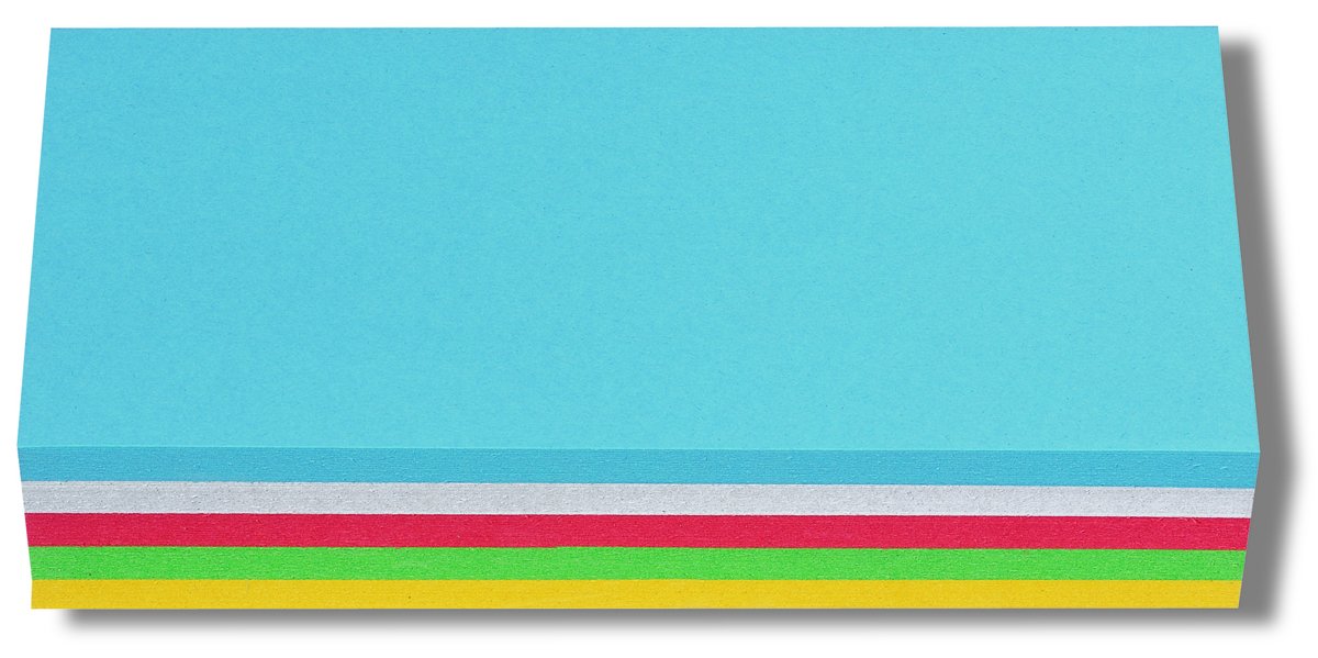 Nobo 1901287 Presentation Cards Rectangular 205 x 95 mm 250 Sheets Assorted Colours White/Yellow/Red/Green/Blue