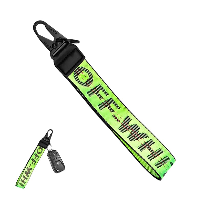 Chaveiro para Carro em Tecido com Argola de Zinco e Estampa Bordada DXNQ Verde, 1 unidade