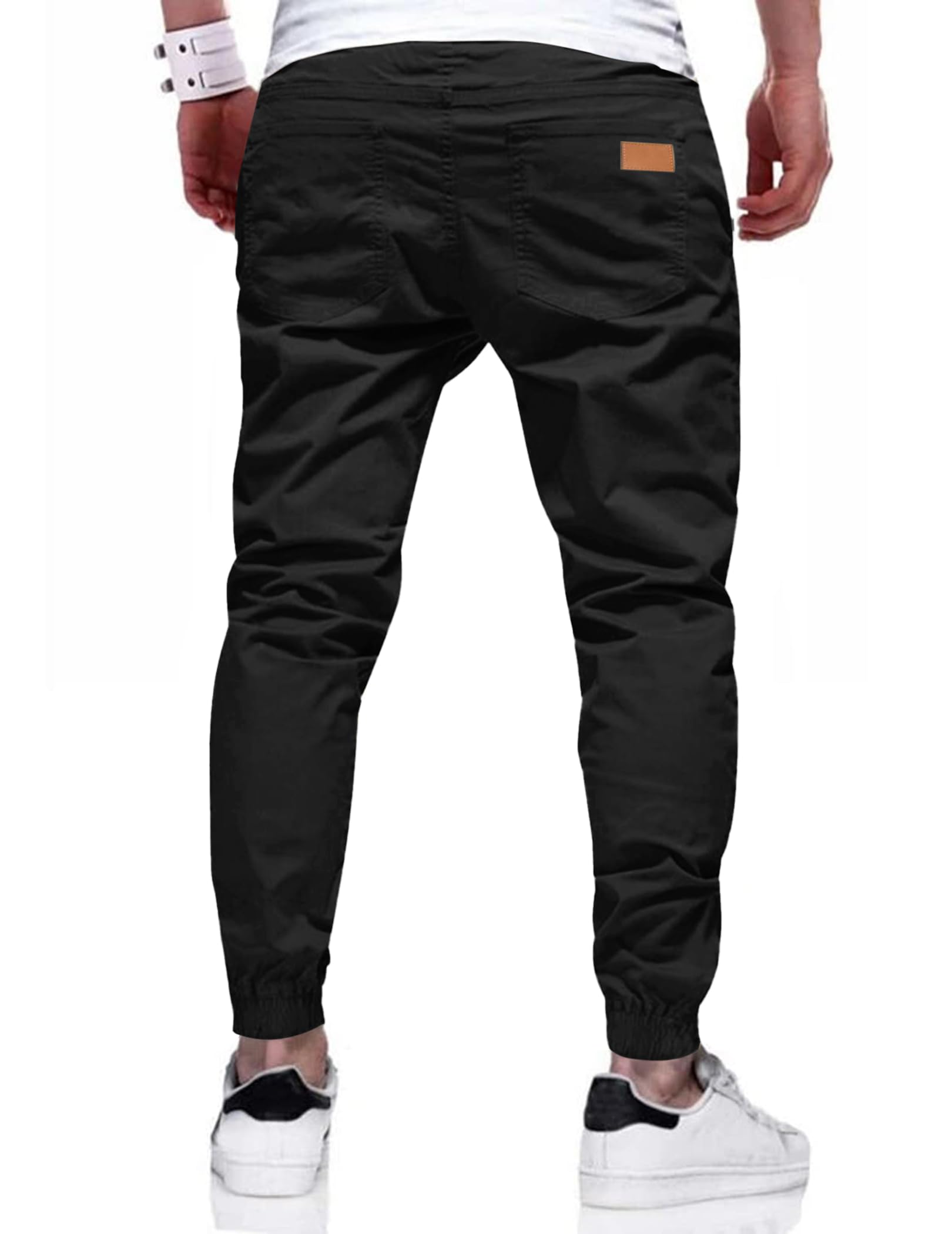 TARAINYA Pantaloni Uomo Cotone Jogging Chino Cargo con Tasche Laterali Coulisse Vita Elastica Casual