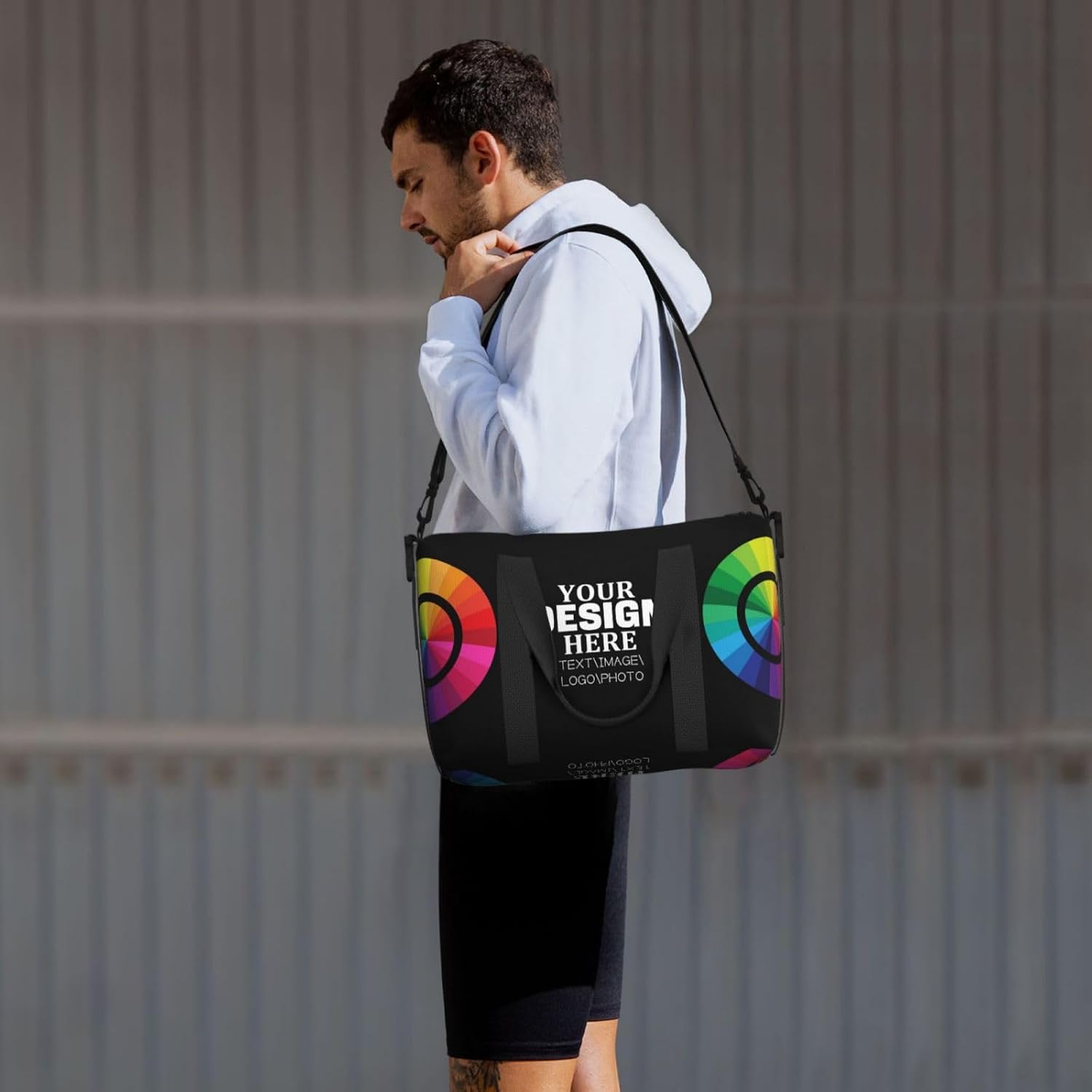 Personalized Duffle Bag, Custom Sport Gym Bags for Women Men, Customized Travel Bag Weekender Workout Bag with Photo Text Logo