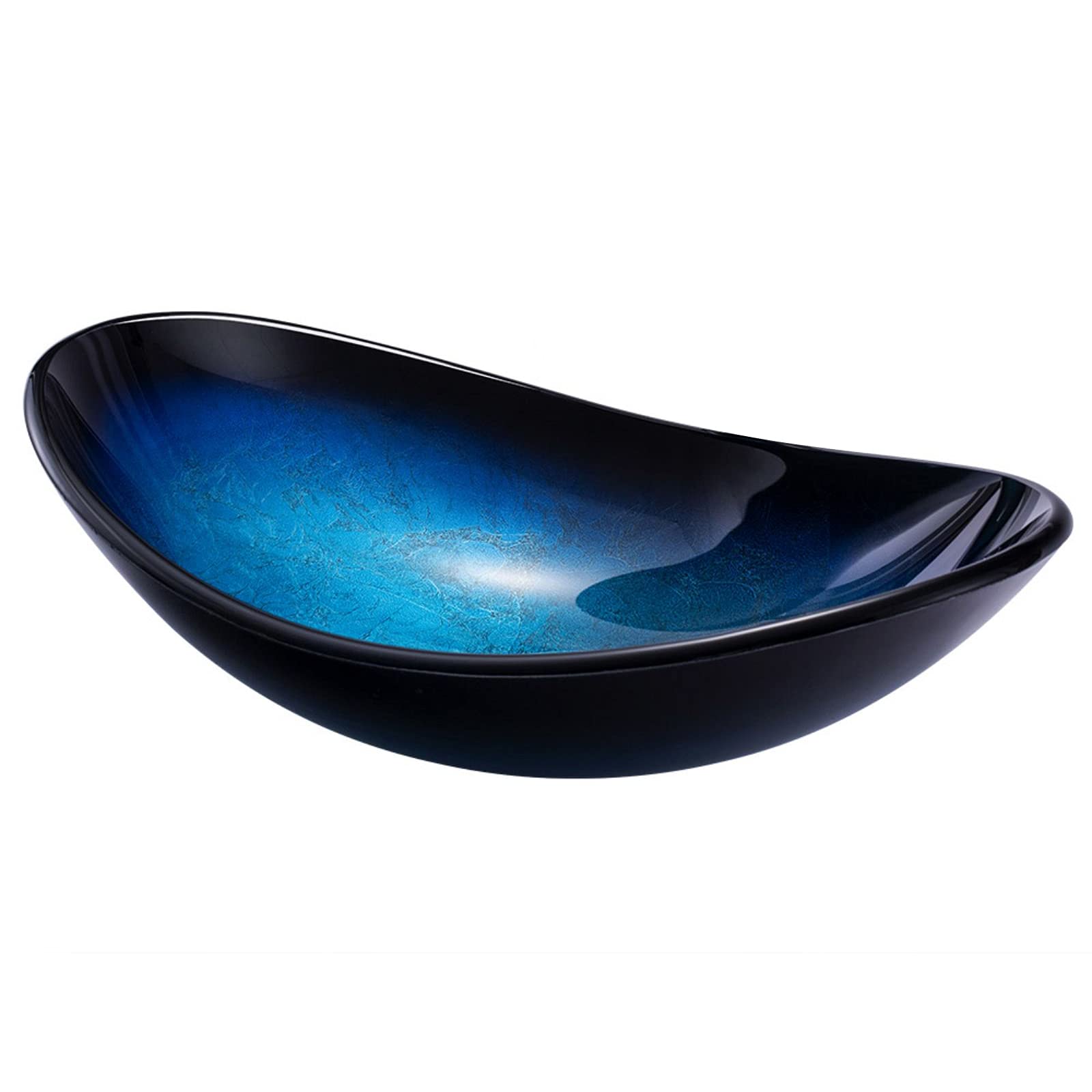Lavabo de baño Vanity Lavabo de baño de encimera de Vidrio Templado con desagüe Combo Lavabo de tocador Lavabo Ovalado Lavabo de Recipiente, sin Grifo