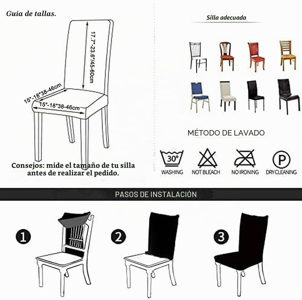 Fundas Para Sillas de Comedor Piel Sintética Impermeables Elásticas Para Comedor Fundas Universales Para Casa Oficina Restaurante(6 unidades, negro) | Fundas elásticas universales para sillas, fundas para sillas, hogar, cocina, hotel, restaurante, banquet