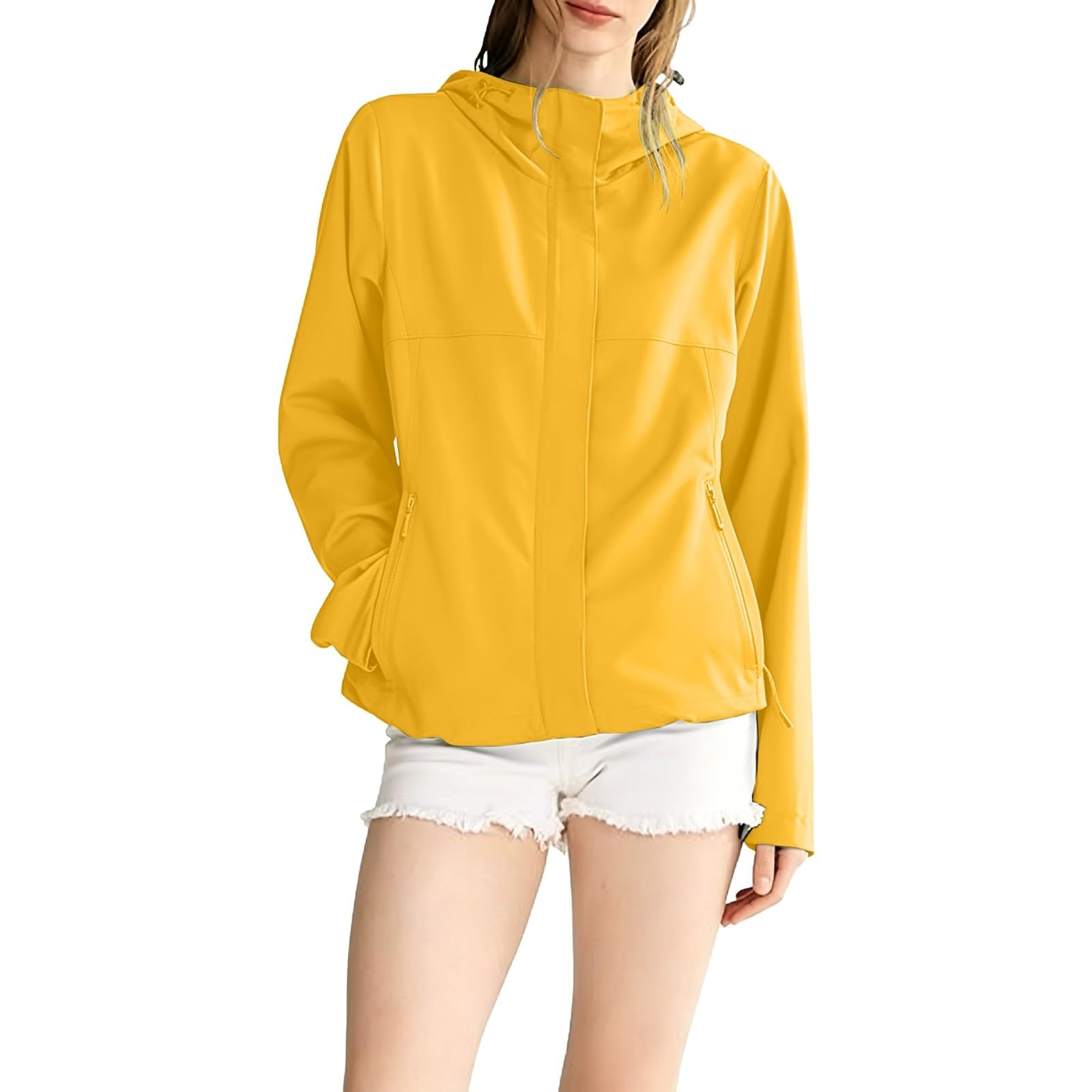 Chubasquero para mujer monocolor con bolsillos con cremallera para exterior 5