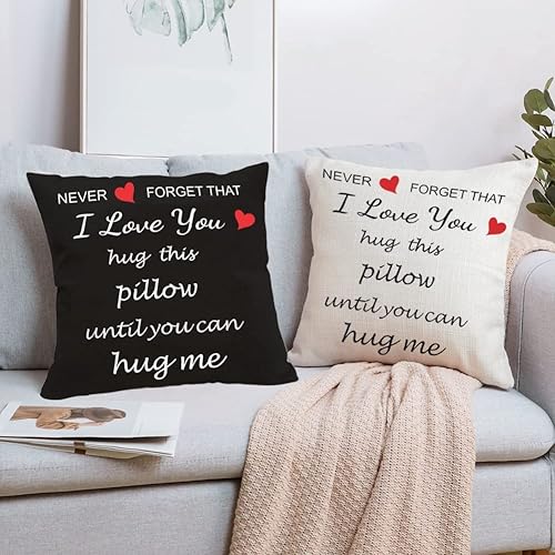 Miniatura 7 de Anrkets Funda de almohada con estampado de dos caras con texto en inglés "I Love You", regalo de cumpleaños para el día de San Valentín, algodón y