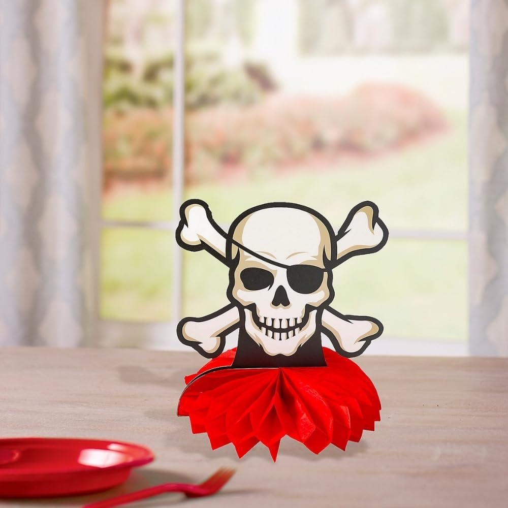 Fun Express Pirate Themed Centerpiece - Eye-catching Party Decoration for Pirate Birthday Parties Baby Showers Nautical Events & More - Fun Design with Bold Colors - Great for Kids & Adults - 1 Piece