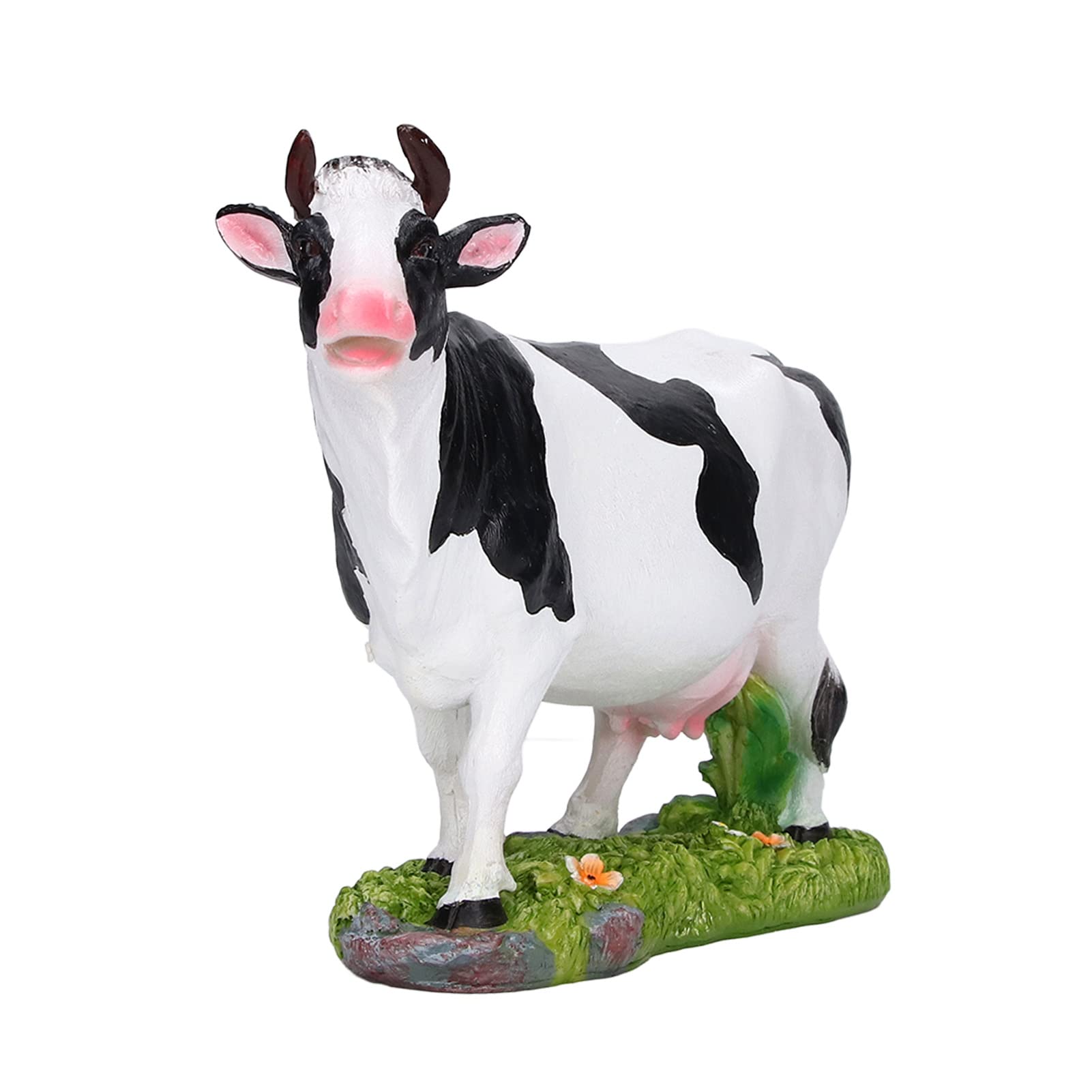 Statua di Mucca Decorativa da Giardino All'aperto, Figurina di Animale Carino in Resina, Statuetta da Collezione per Decorazione Esterna