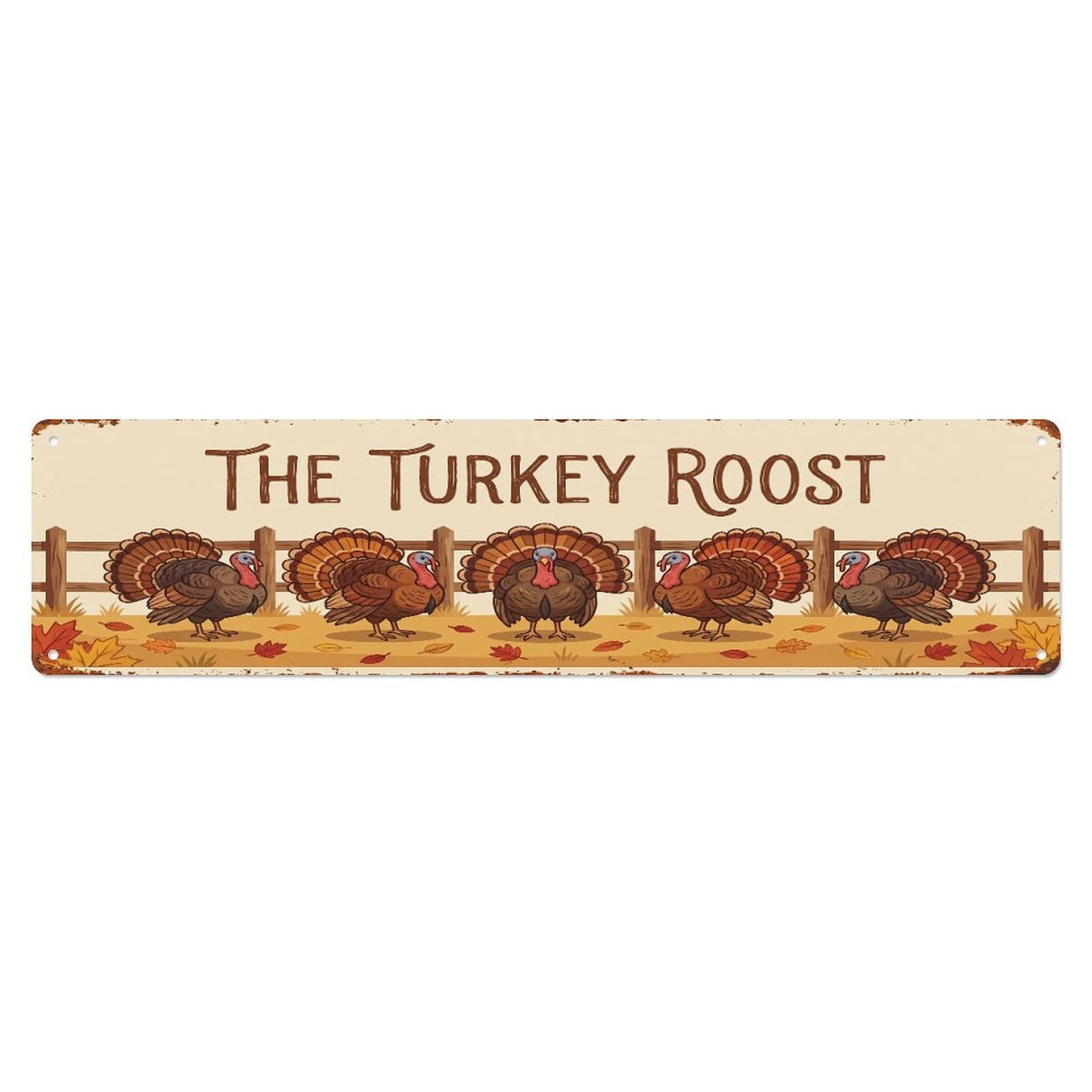 Metal Tin Sign Vintage Turkey Farm Scene The Turkey Roost