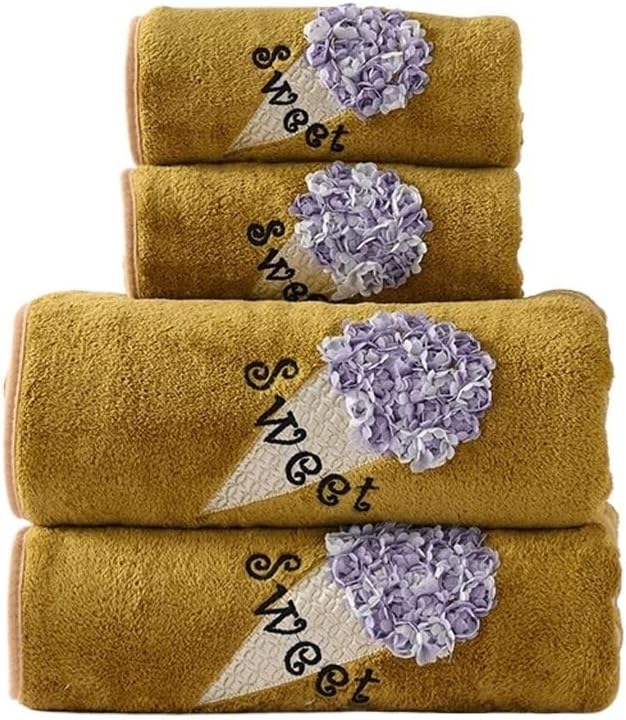 2PCS Towel 34X74 2PCS Bath Towel 70X140 Bathroom Shower 4-Piece Soft Absorbent Beach Tour(White-Patch Five-Pointed star4)