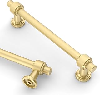 Asidrama 10 Pack 5 Inch(128mm) Brushed Gold Kitchen Cabinet Handles, Cab...