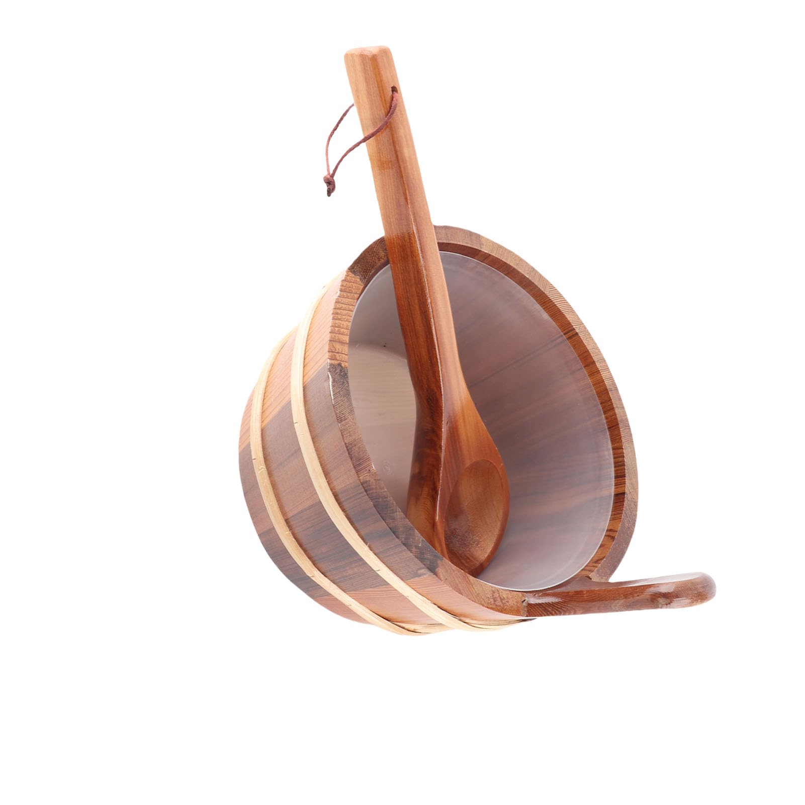 Secchio per Sauna, Legno di Cedro Premium con Rivestimento in Plastica A Prova di Perdite Resistente alle Alte Temperature, con Maniglia, per Doccia Piscina Spa 4L
