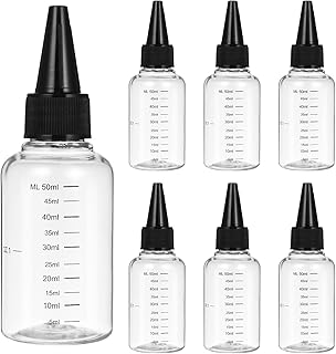 ULTECHNOVO 20Pcs 50ml Empty Plastic Squeezable Bottles Transparent Tip Dropper Bottles with Scale Portable Small Squeeze Bottle for Solvents, Essence, Eye drops(Random Color Lid)