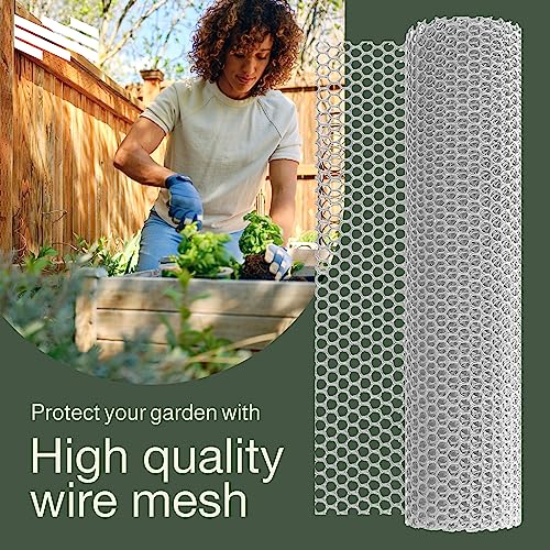 Maporch Durable 15.7" X10Ft White Plastic Chicken Wire Mesh Fence: Lightweight, Customizable Netting For Garden, Poultry, Crafts - Versatile Fencing Solution, Hexagonal Design #TOP1