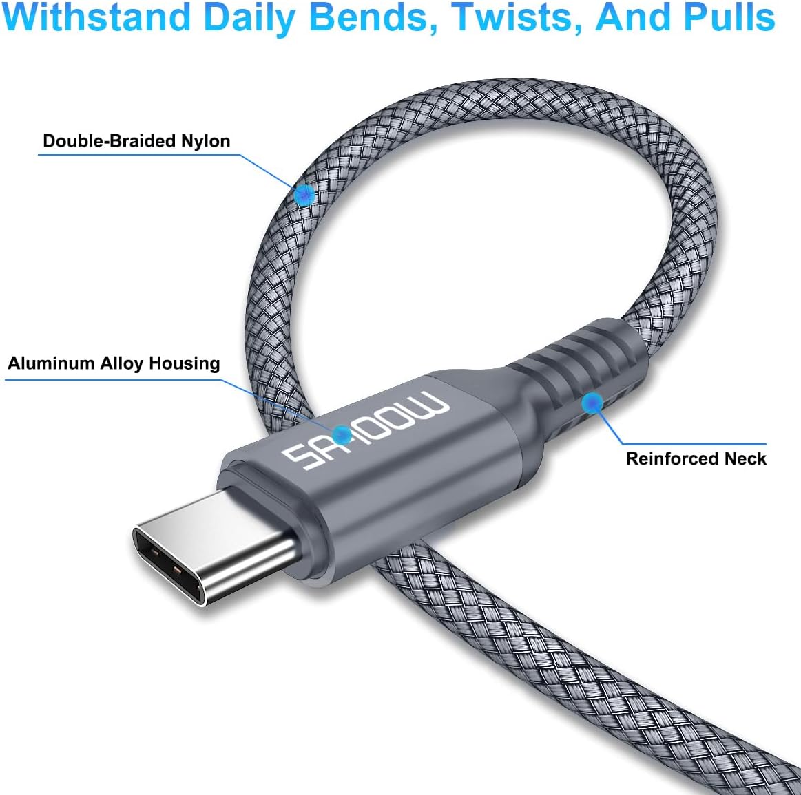 Elebase 3 Pack USB Type C Charger Cable 1.5/3.3/6.6FT and 3 Pack USB C to Type C 100W Cable 3.3/6.6/10FT for iPhone 15 Pro Max,Kindle Fire HD 7 2022 12th,10 9th,8 10th Generation,Samsung Galaxy