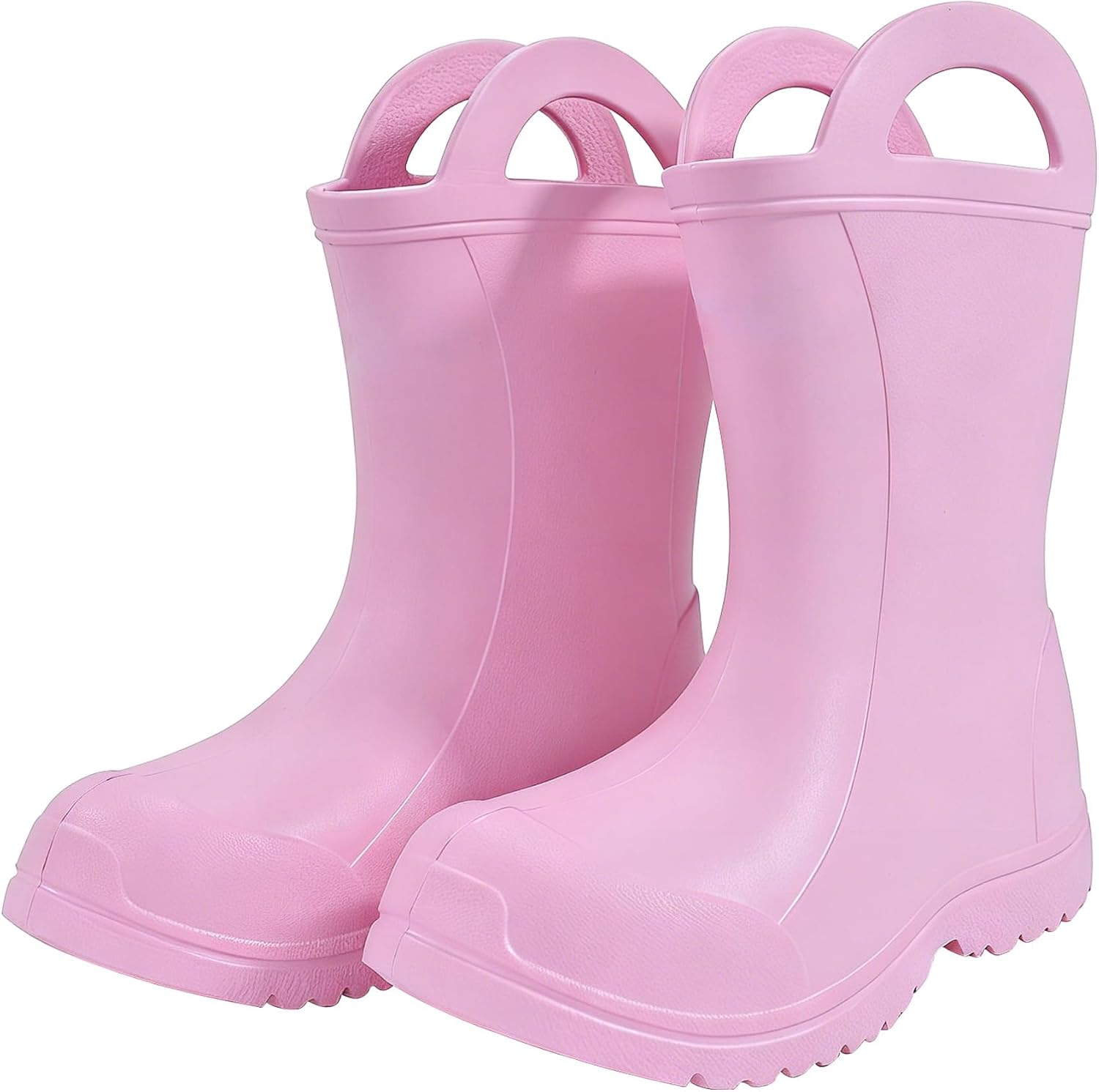 Toddler Rain Boots Waterproof Non-Slip Rain Boot Unisex Kids EVA Lightweight Rain Shoes with Easy on Handles for Boys Girls All Seasons Outdoor Shoes