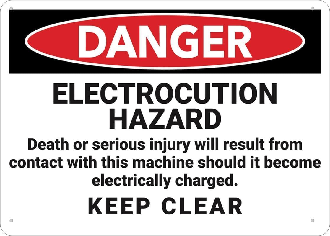 Danger Electrocution Hazard Rust Free Aluminum Sign - UV Printed, Weather Resistant Decor with Pre-Drilled Holes for Fence, Factory - 12x16 Inch​