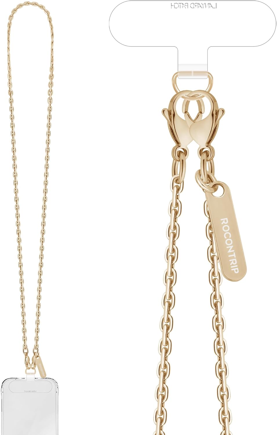 ROCONTRIP Phone Chain Crossbody Phone Strap with 2 Tether Tabs Detachable iPhone Lanyard Chain for All Phones Premium Metal Buckles,Non-rust,Unbreak Cellphone Neck lanyard for Travel Essentials