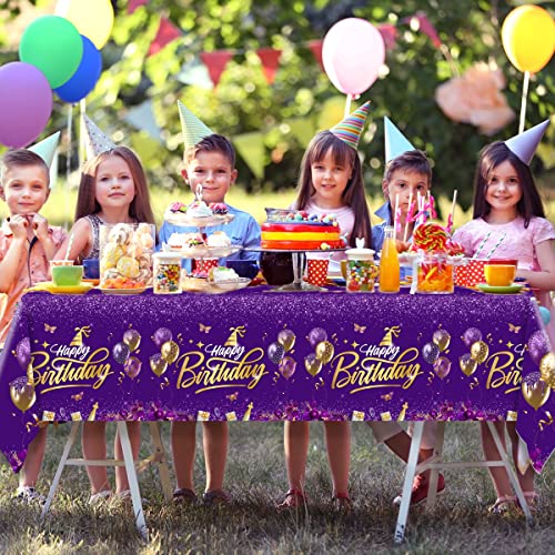 Happy Birthday Decorations-3Pcs Birthday Tablecloth,Rectangle Plastic Disposable Birthday Table Covers Party Decoration For Men Women 90Th 80Th 70Th 60Th 50Th 40Th 30Th Birthday (Purple) #TOP1
