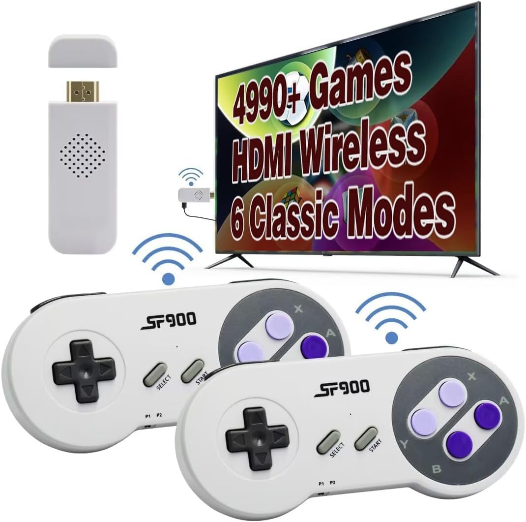 Retro Game Console, HDMI Game Console Wireless Retro Game Console Plug & Play Game Console Retro Gaming Console HDMI Dual 2.4G Wireless Controllers Dock HDMI Retro Gaming Stick, Gifts for Christmas
