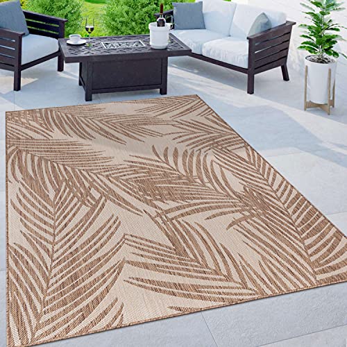 Rugshop Contemporary Distressed Leaves Textured Flat Weave Easy Cleaning Outdoor Rugs for Deck,Patio,Backyard Indoor/Outdoor Area Rug 7'10" x 10' Brown