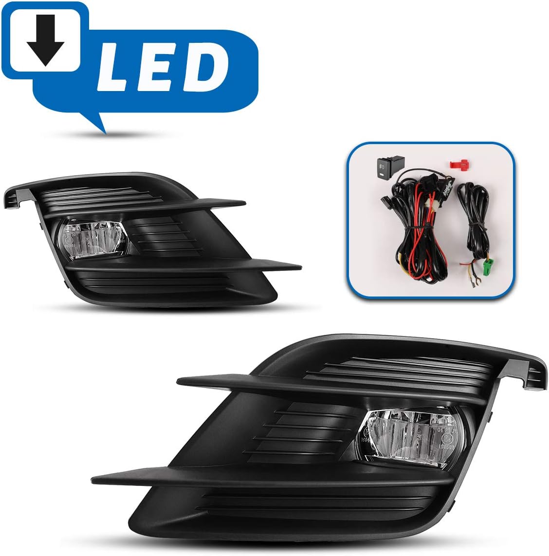 AUTOWIKI LED Fog Lights For Subaru BRZ 2017-2019 LED Fog Light Assembly 2PCS OEM Replacement Fog Lamps with On/off Switch and Wiring Harness