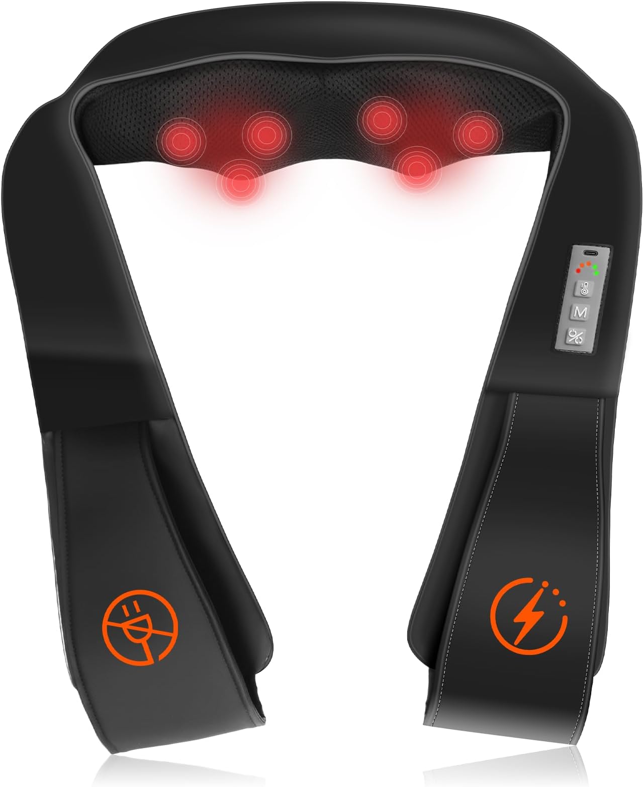 AMZPONY® Cordless Neck Massager for Pain Relief Deep Tissue, Rechargeable Shiatsu Neck and Back Massager with Heat Kneading Shoulder Massage for Body Muscle Pain Relief,Gifts for Dad Mom Friends