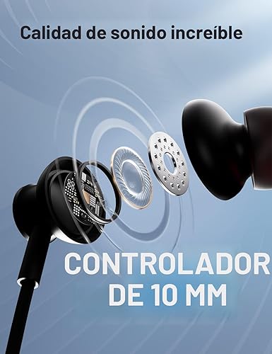 Miniatura 5 de Auriculares Bluetooth Rythflo, auriculares inalámbricos Bluetooth V5.2 con micrófono intra-auriculares banda magnética para el cuello 30 horas