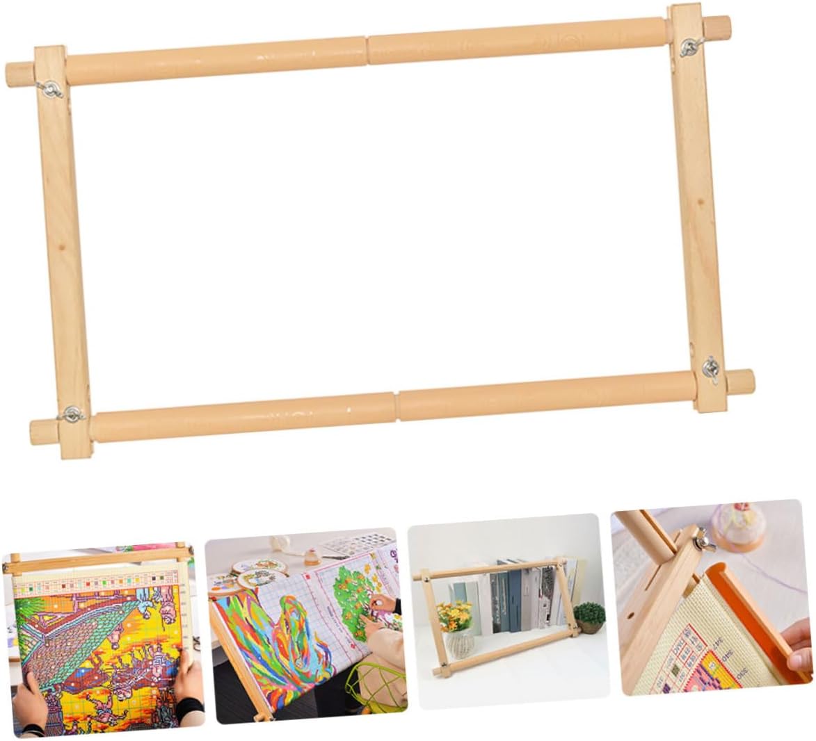 TOPPERFUN Beechwood Cross-Stitch Rack Wooden Embroidery Frame Stand for Convenient Needlework and Tapestry Display for Craft Enthusiasts