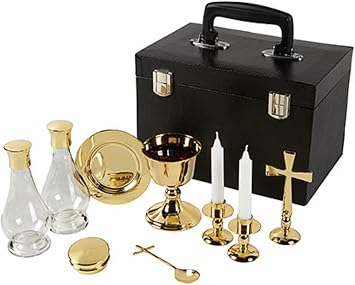 9 Piece Deluxe Travel Mass Kit and Communion Set with Black Carrying Case