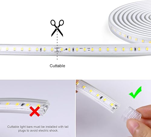 Miniatura 3 de AIMENGTE Tira de luces LED para exteriores, impermeable, 110 V, 1200 LED, 6500 K, cuerda de luces LED para jardín, patio, decoración interior y
